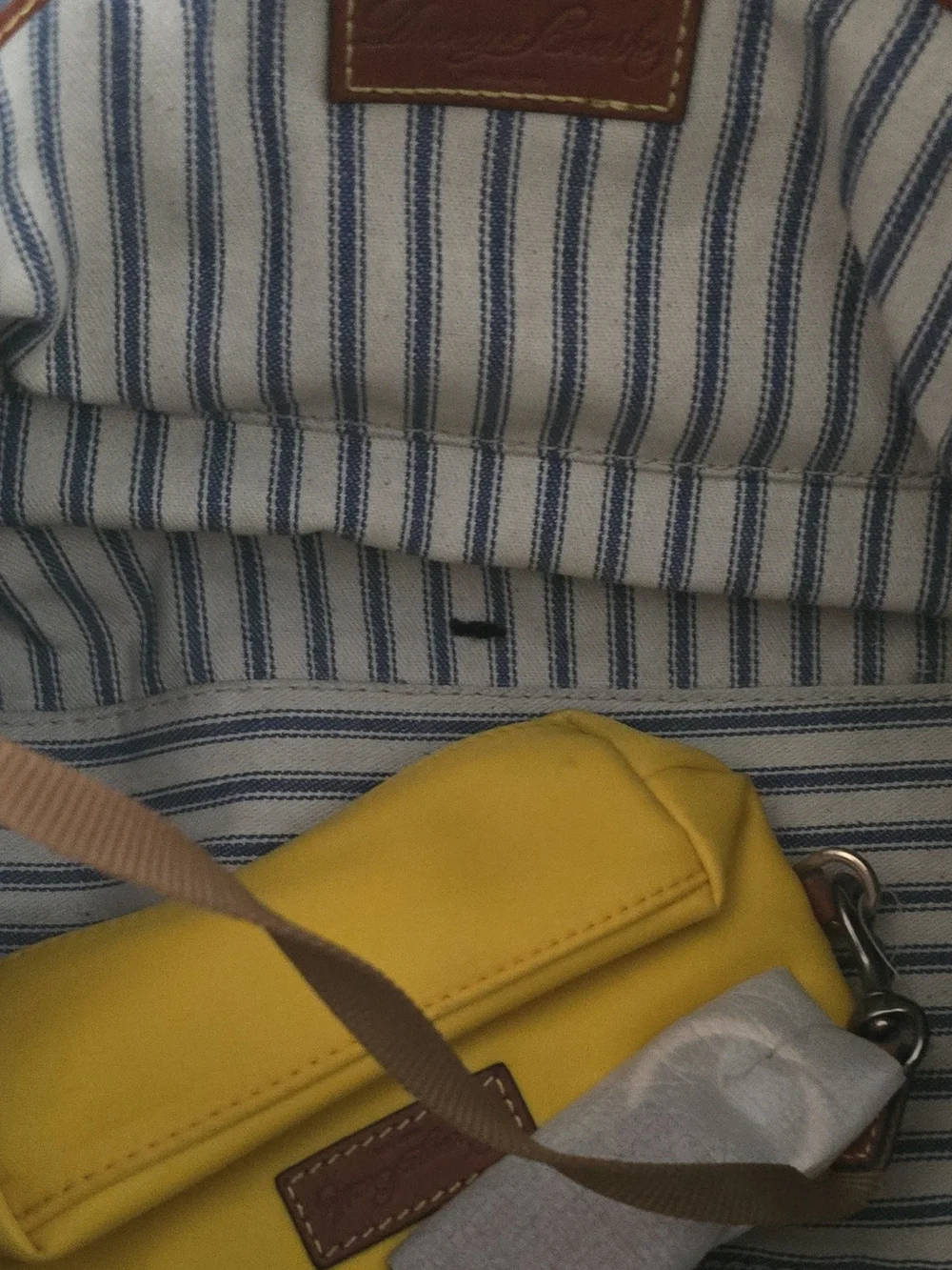 Dooney & Bourke Bright Yellow Tote with Brown Leather Trim